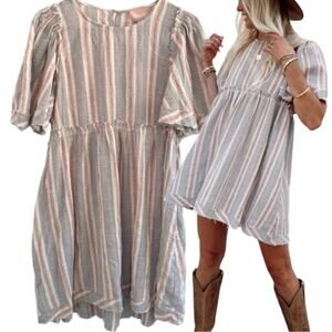 NWT Show Me Your Mumu New Mu Brooks Babydoll Mini Dress Canyon Stripe Small